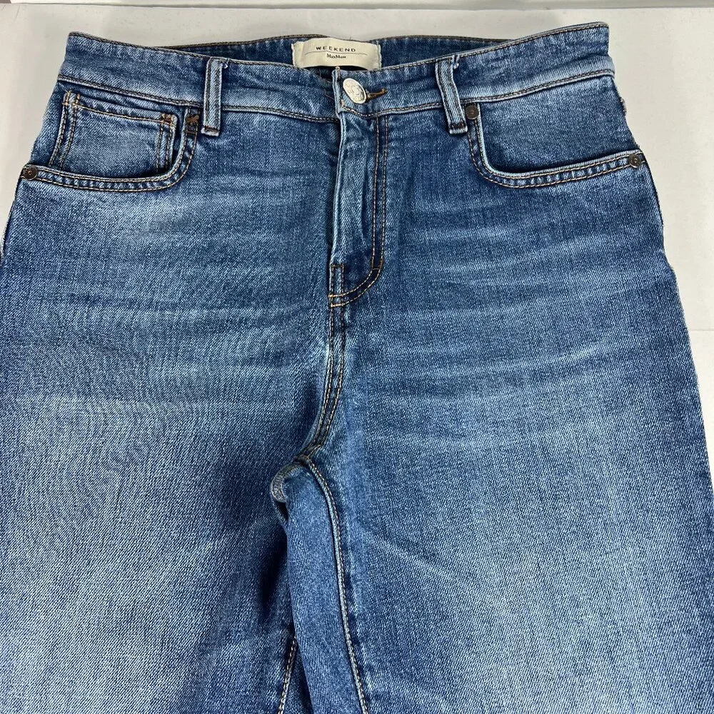 Max Mara Jeans Women's 29x29* Weekend Cropped Cigarette Skinny Blue Denim Tag 8